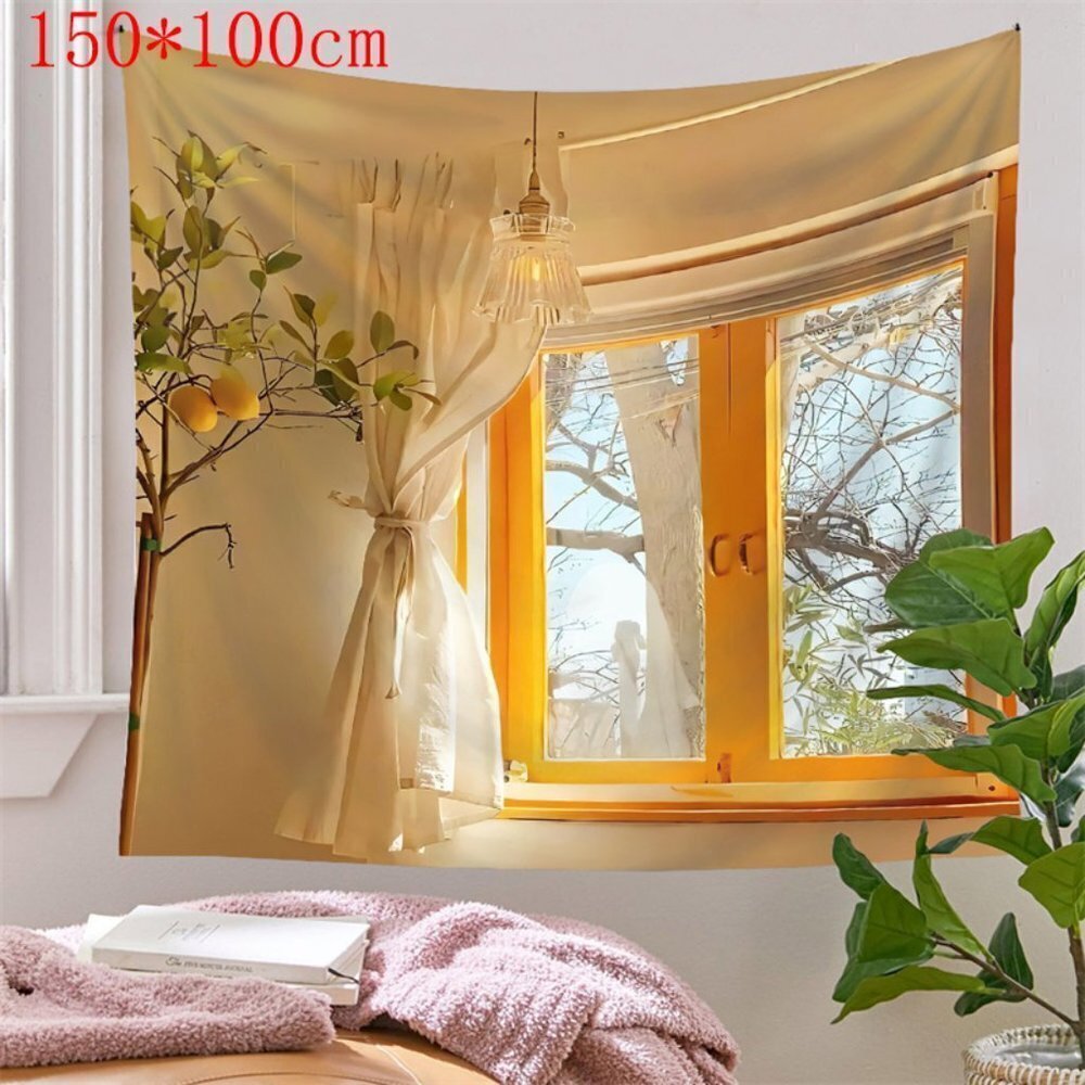 Window Landscape Tree Decorate Tapestry